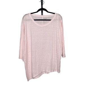 Eileen Fisher Asymmetrical Hem Top Size Large Soft Pink 100% Organic Linen NWOT